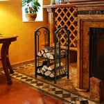  - Fireplace Log Rack with 4 Pieces Fireplace Tools - Bronze - Outdoor Style Company