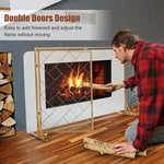  - Fireplace Screen Folding Metal Fire Place Safety Fence with Magnetic Doors - Outdoor Style Company