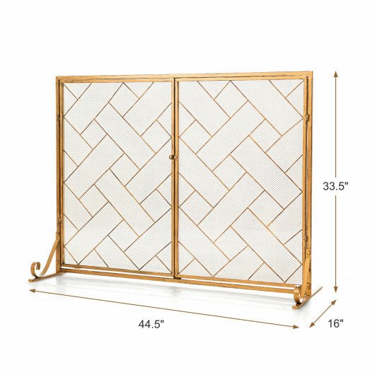  - Fireplace Screen Folding Metal Fire Place Safety Fence with Magnetic Doors - Outdoor Style Company