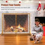  - Fireplace Screen Folding Metal Fire Place Safety Fence with Magnetic Doors - Outdoor Style Company