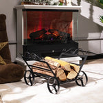  - Firewood Rack Decorative Rustproof Steel Fireplace Log Holder with Wheels - Outdoor Style Company