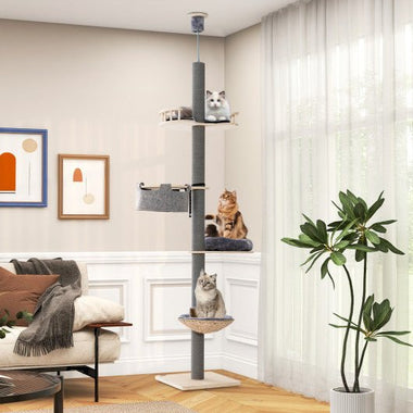  - Floor to Ceiling Cat Tree with 93 Inch - 107 Inch Adjustable Height - Outdoor Style Company