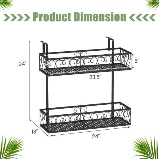  - Flower Pot Holder with Adjustable Hooks and 2 Planter Baskets - Outdoor Style Company