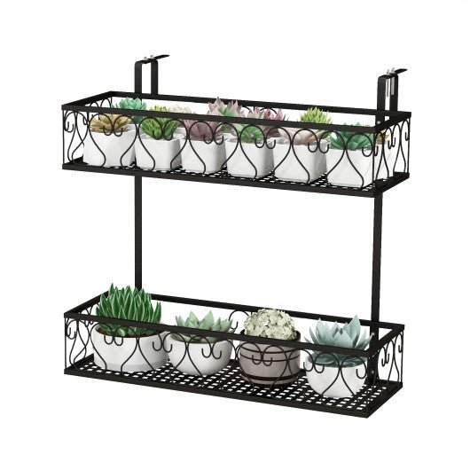  - Flower Pot Holder with Adjustable Hooks and 2 Planter Baskets - Outdoor Style Company