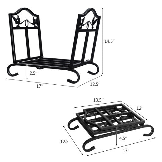  - Foldable Firewood Log Rack Steel Wood Storage Holder - Outdoor Style Company