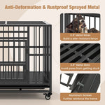  - Foldable Heavy - Duty Metal Dog Cage Chew - proof Dog Crate with Lockable Universal Wheels - Outdoor Style Company