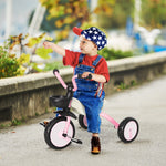 AOSOM-Foldable Kids Tricycle for 3-5 Years old Toddler Tricycle for Kids 3 Wheel Toddler Bike Walking Tricycle for Boys Girls Pink - Outdoor Style Company