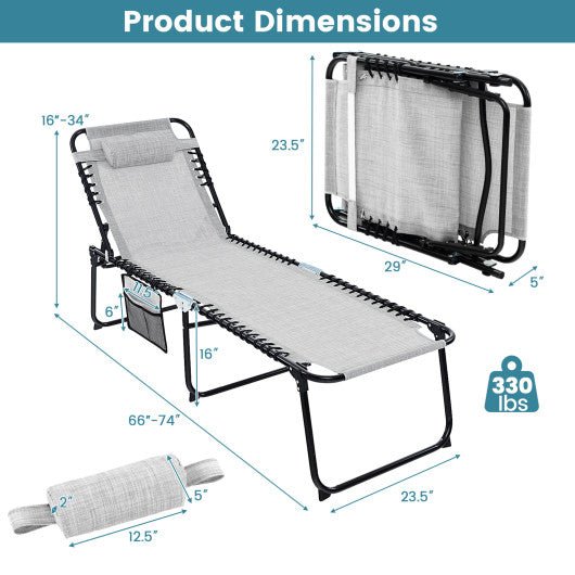  - Foldable Recline Lounge Chair with Adjustable Backrest and Footrest - Outdoor Style Company