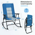  - Foldable Rocking Padded Portable Camping Chair with Backrest and Armrest - Outdoor Style Company