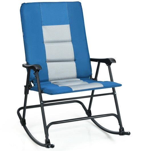  - Foldable Rocking Padded Portable Camping Chair with Backrest and Armrest - Outdoor Style Company