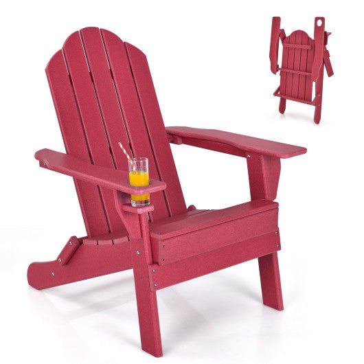  - Foldable Weather Resistant Patio Chair with Built - in Cup Holder - Outdoor Style Company