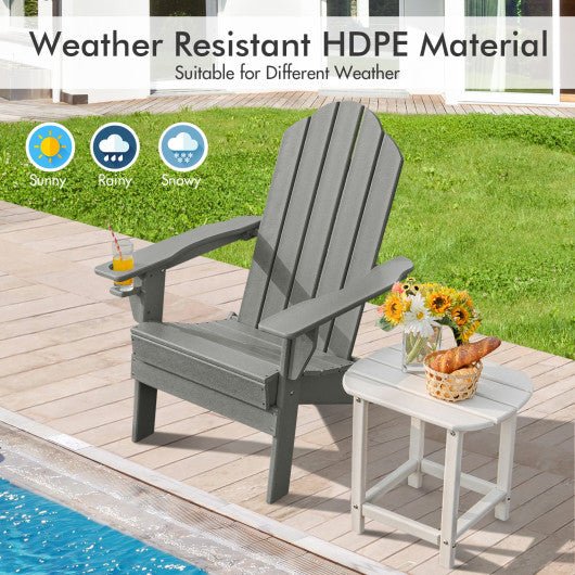  - Foldable Weather Resistant Patio Chair with Built - in Cup Holder - Outdoor Style Company
