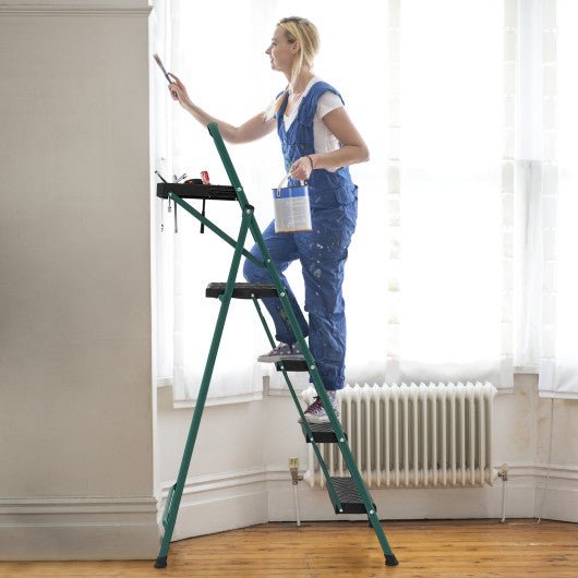  - Folding 4 - Step Ladder with Tool Tray Non - Slip Footpads and Pedals - Outdoor Style Company