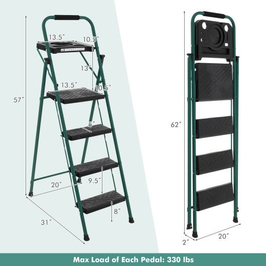  - Folding 4 - Step Ladder with Tool Tray Non - Slip Footpads and Pedals - Outdoor Style Company