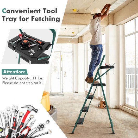  - Folding 4 - Step Ladder with Tool Tray Non - Slip Footpads and Pedals - Outdoor Style Company