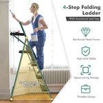  - Folding 4 - Step Ladder with Tool Tray Non - Slip Footpads and Pedals - Outdoor Style Company