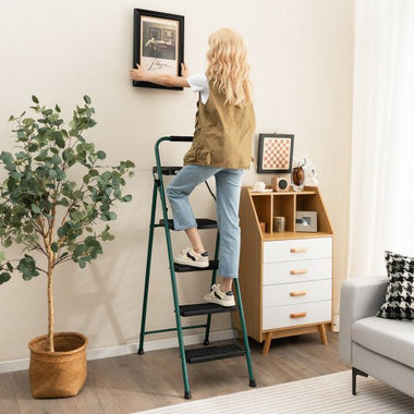  - Folding 4 - Step Ladder with Tool Tray Non - Slip Footpads and Pedals - Outdoor Style Company