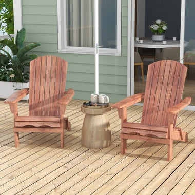  - Folding Adirondack Chair Set of 2 with High Backrest and Wide Armrests - Outdoor Style Company