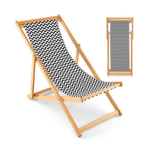  - Folding Bamboo Sling Chair with Adjustable Backrest and Canvas - Outdoor Style Company