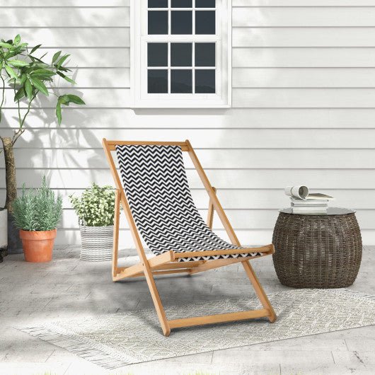  - Folding Bamboo Sling Chair with Adjustable Backrest and Canvas - Outdoor Style Company