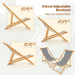  - Folding Bamboo Sling Chair with Adjustable Backrest and Canvas - Outdoor Style Company