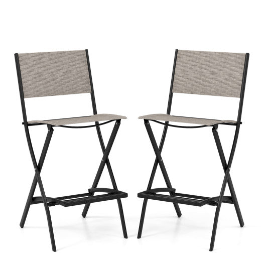  - Folding Bar Stools Set of 2 Backrest Humanized Footrest - Outdoor Style Company