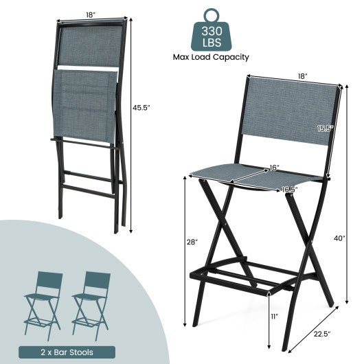  - Folding Bar Stools Set of 2 Backrest Humanized Footrest - Outdoor Style Company