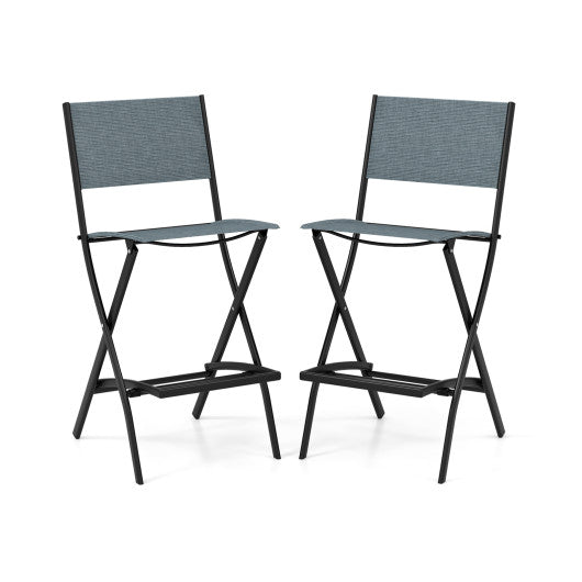  - Folding Bar Stools Set of 2 Backrest Humanized Footrest - Outdoor Style Company