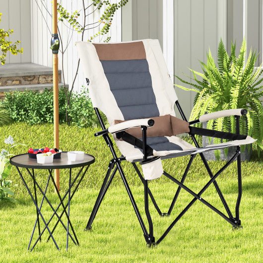  - Folding Camping Chair with Cup Holder Armrest and Lumbar Pillow - Outdoor Style Company