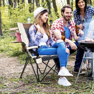  - Folding Camping Chair with Cup Holder Armrest and Lumbar Pillow - Outdoor Style Company