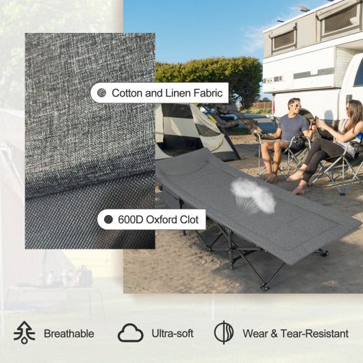 - Folding Camping Cot with Carry Bag Cushion and Headrest - Outdoor Style Company