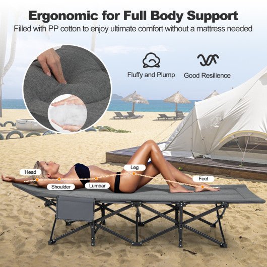  - Folding Camping Cot with Carry Bag Cushion and Headrest - Outdoor Style Company