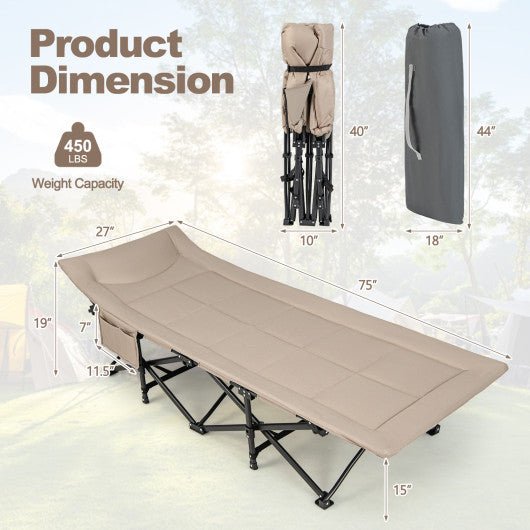  - Folding Camping Cot with Carry Bag Cushion and Headrest - Outdoor Style Company