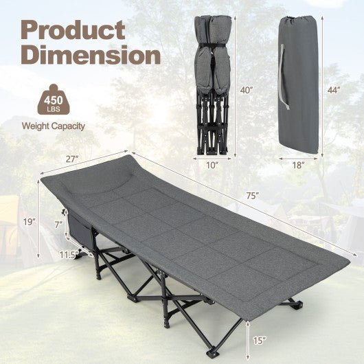  - Folding Camping Cot with Carry Bag Cushion and Headrest - Outdoor Style Company