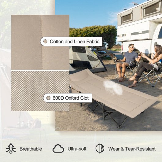  - Folding Camping Cot with Carry Bag Cushion and Headrest - Outdoor Style Company