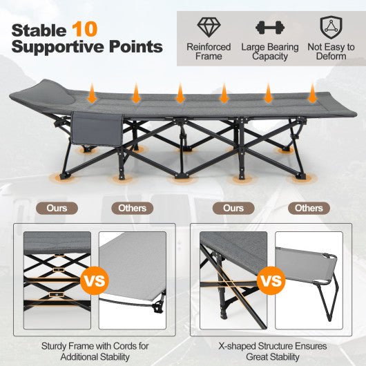  - Folding Camping Cot with Carry Bag Cushion and Headrest - Outdoor Style Company