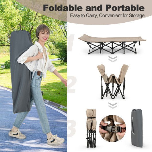  - Folding Camping Cot with Carry Bag Cushion and Headrest - Outdoor Style Company