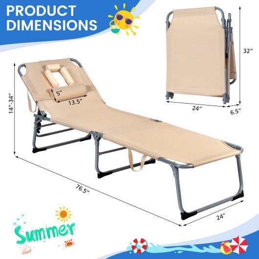  - Folding Chaise Lounge Chair with Face Hole for Beach - Outdoor Style Company