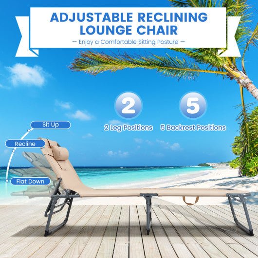  - Folding Chaise Lounge Chair with Face Hole for Beach - Outdoor Style Company