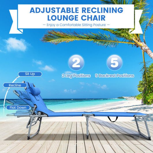  - Folding Chaise Lounge Chair with Face Hole for Beach - Outdoor Style Company