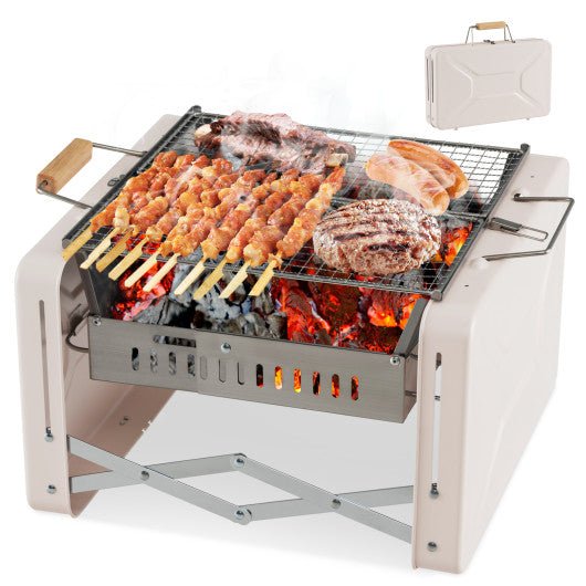  - Folding Charcoal BBQ Grill with Dishwasher - safe Grill Grids and Charcoal Box - Outdoor Style Company