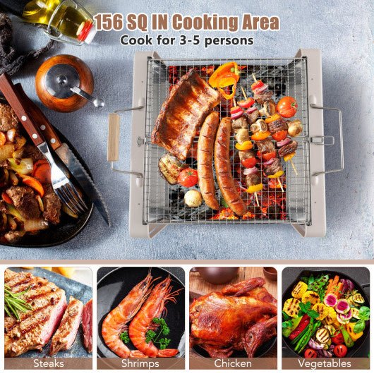  - Folding Charcoal BBQ Grill with Dishwasher - safe Grill Grids and Charcoal Box - Outdoor Style Company