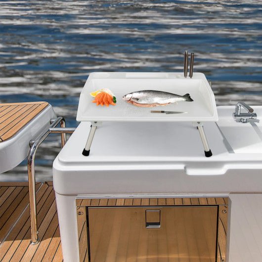  - Folding Fish Fillet Table Portable Fish Cleaning and Cutting Table with Knife Slots - Outdoor Style Company