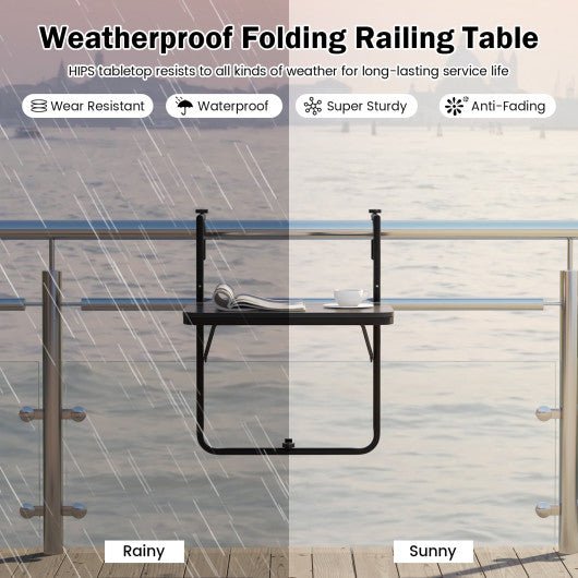  - Folding Hanging Table with 3 - Level Adjustable Height for Patio Balcony - Outdoor Style Company