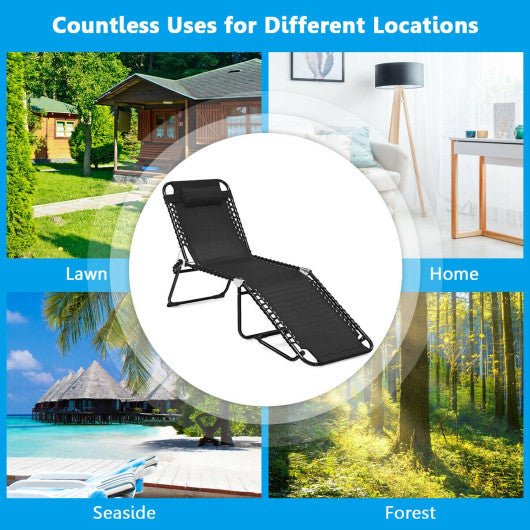  - Folding Heightening Design Beach Lounge Chair with Pillow for Patio - Outdoor Style Company