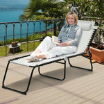  - Folding Heightening Design Beach Lounge Chair with Pillow for Patio - Outdoor Style Company