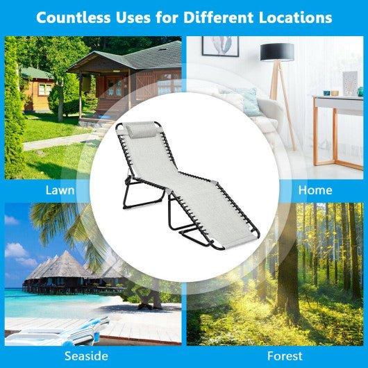  - Folding Heightening Design Beach Lounge Chair with Pillow for Patio - Outdoor Style Company