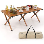  - Folding Lightweight Aluminum Camping Table with Wood Grain - Outdoor Style Company