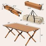  - Folding Lightweight Aluminum Camping Table with Wood Grain - Outdoor Style Company