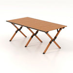  - Folding Lightweight Aluminum Camping Table with Wood Grain - Outdoor Style Company